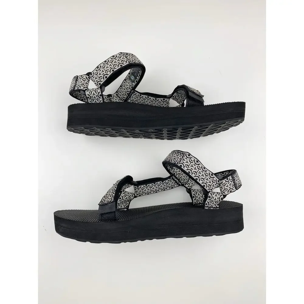 Teva Midform Universal Sandals Black White Strappy Platform Women's 6 Casual